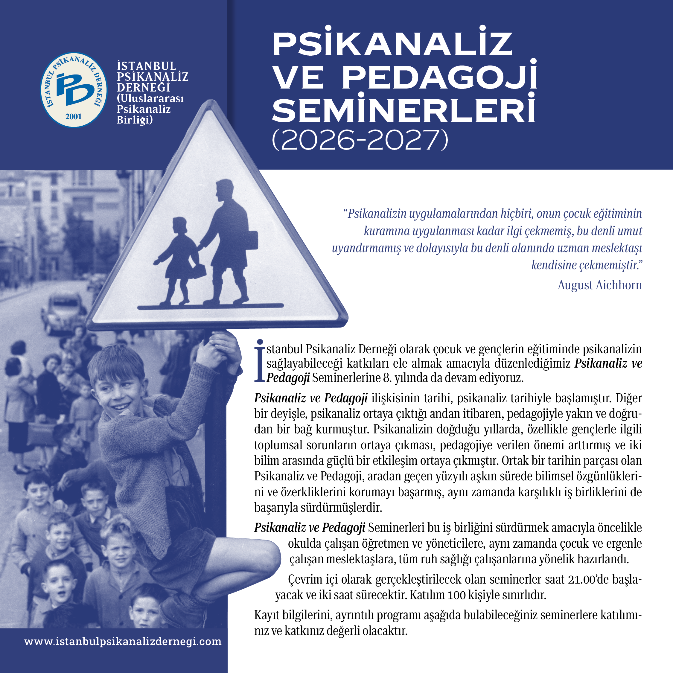 <p>Psikanaliz ve Pedagoji Seminerleri 2026 2027 Dönemi</p>